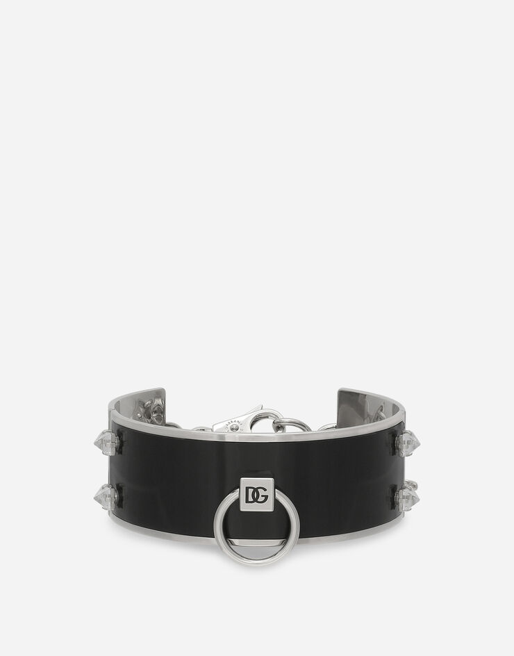 Dolce & Gabbana Leather and brass rigid choker Silver WNO6L2W1111