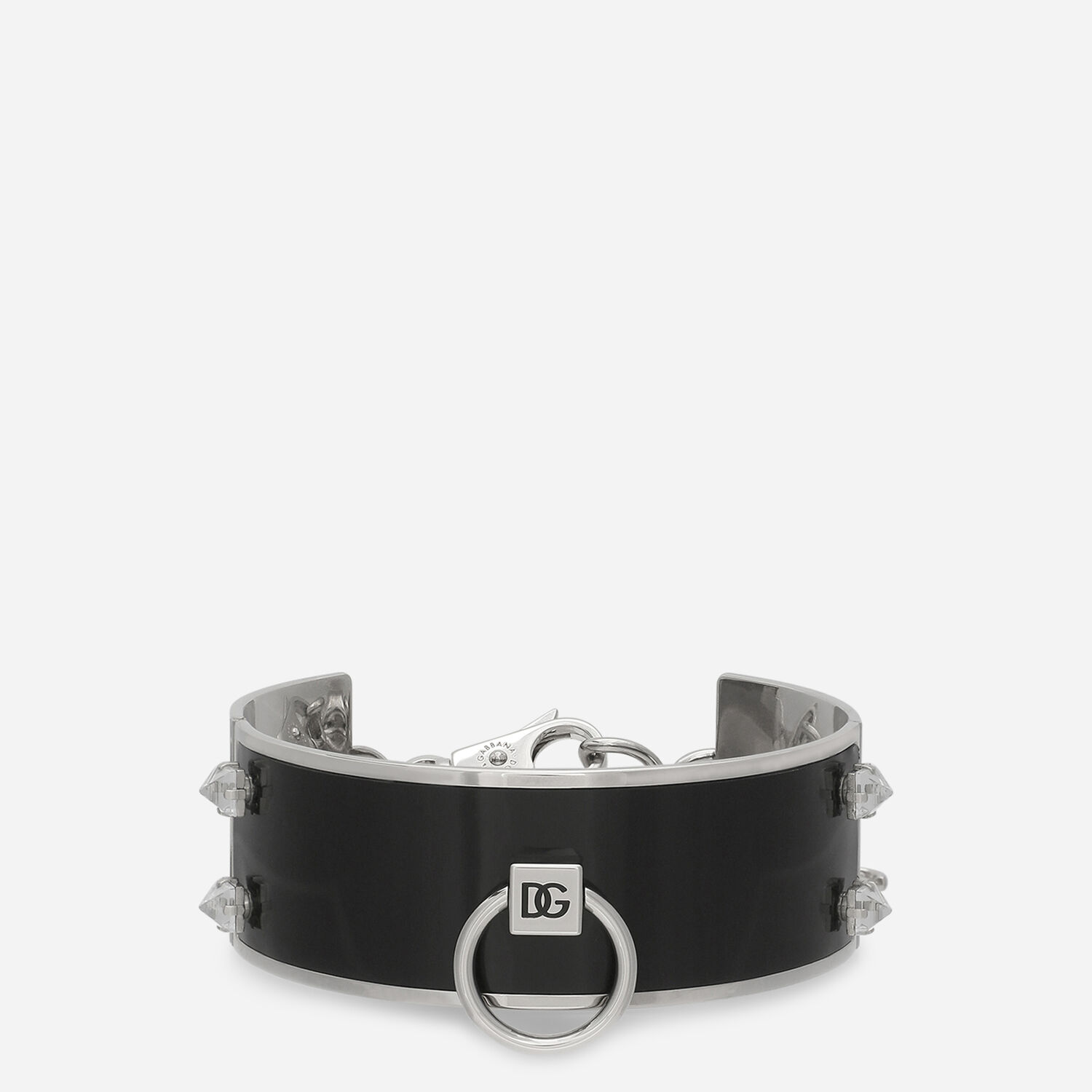 Leather and brass rigid choker in Silver for | Dolce&Gabbana® US