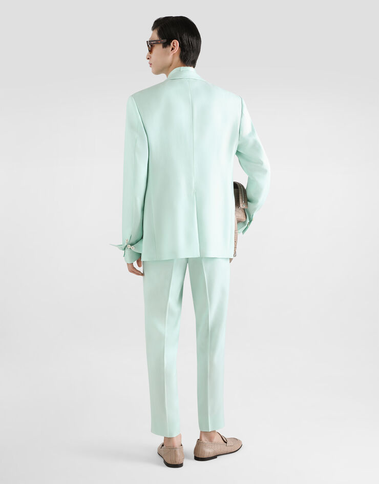 Dolce & Gabbana Sicilia light double-breasted viscose jacket Azure G2QS7TFU8CQ