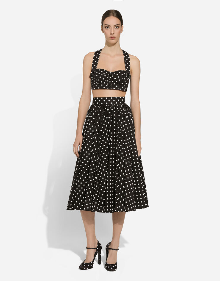 Dolce & Gabbana ドットプリント コットン ロンゲット サーキュラースカート プリ F4CWBTHS5R7