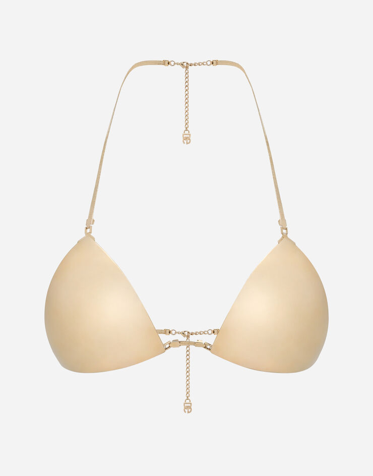Rigid decorative metal bra in Gold for