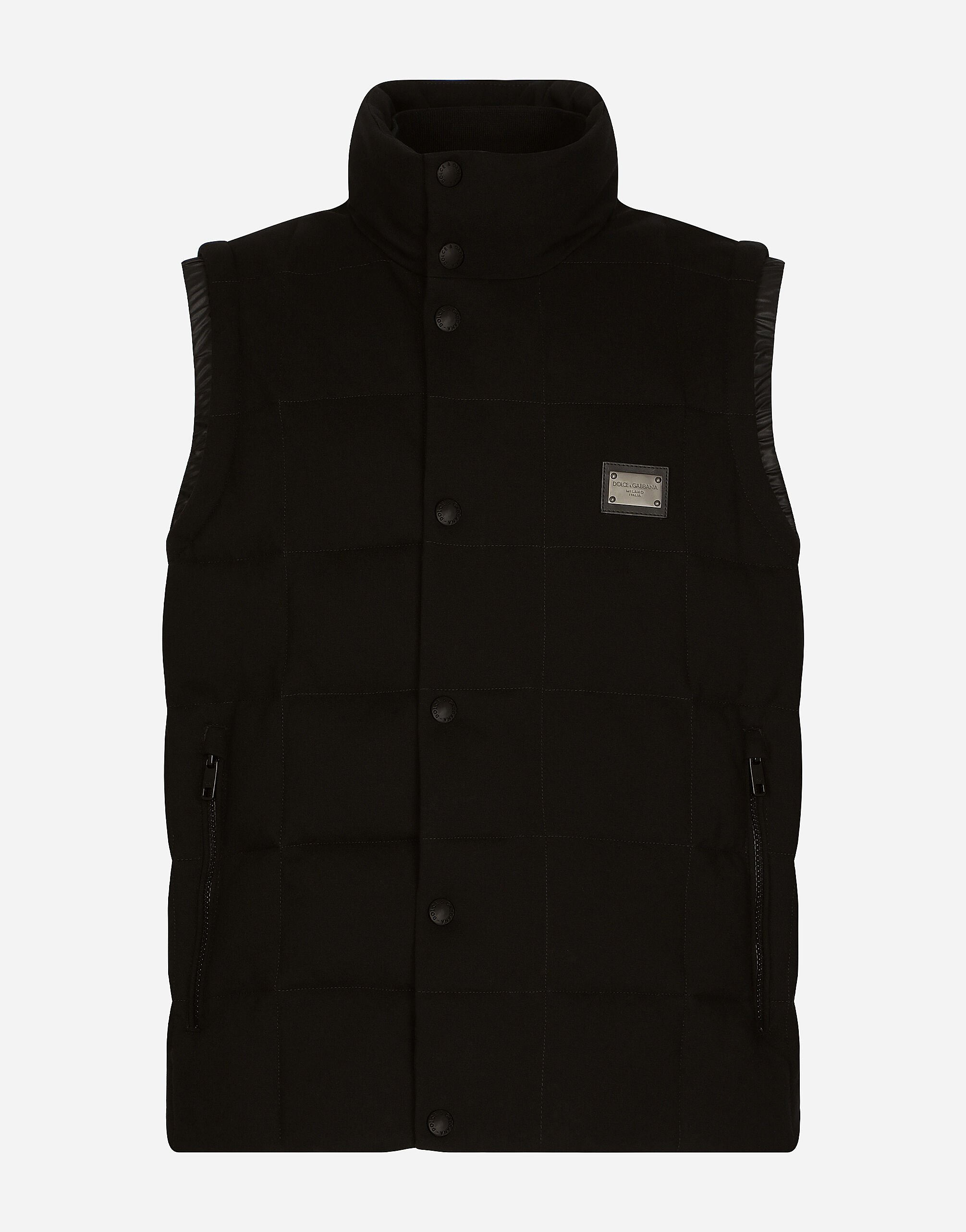 Dolce & Gabbana Jersey vest with branded tag Black G9ZU0ZG7K4P