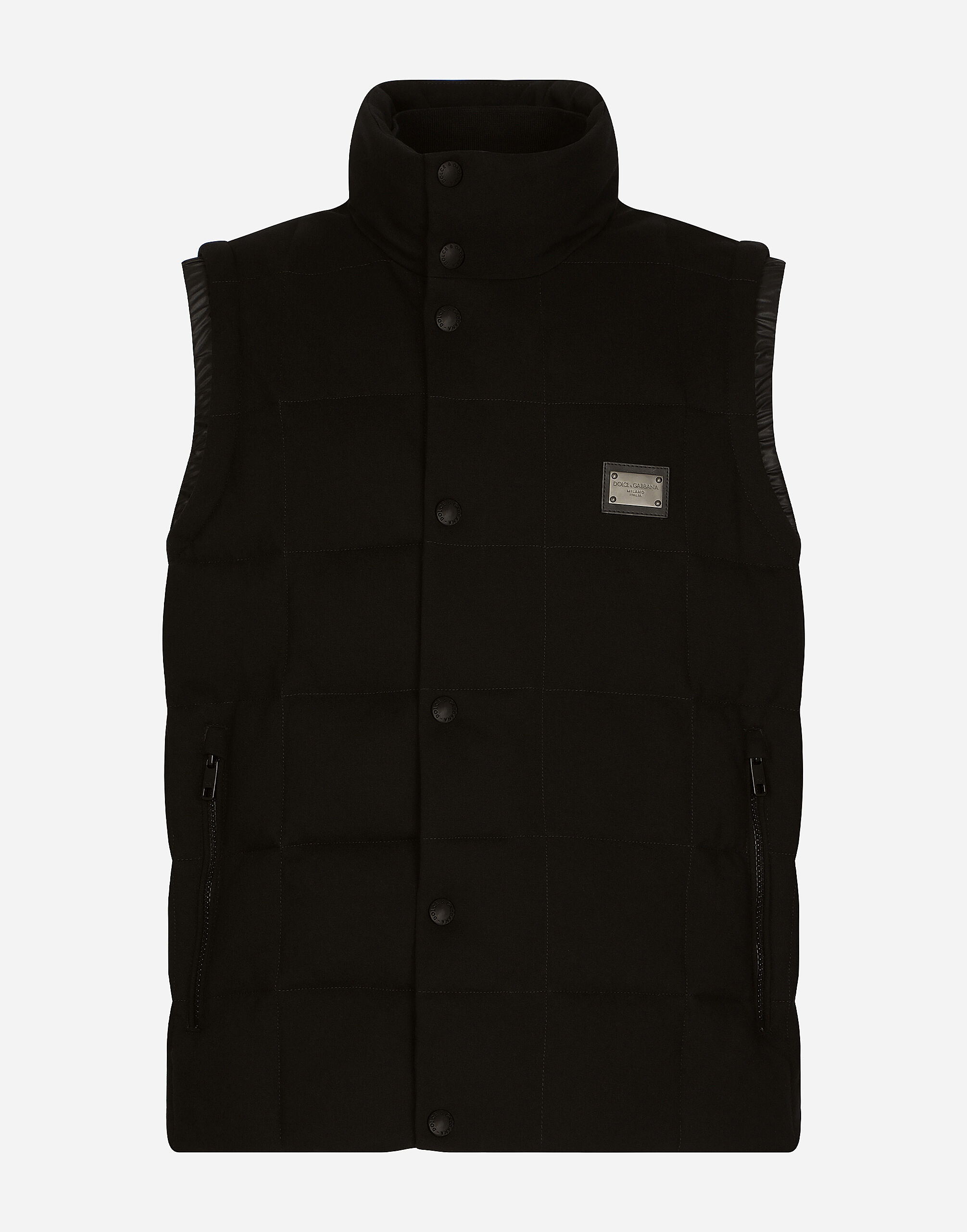 Dolce & Gabbana Gilet jersey con placca logata Nero G9ZU0ZG7K4P