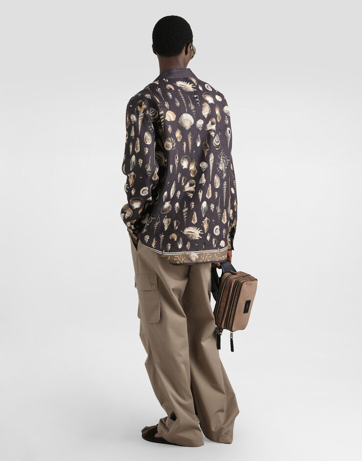 Dolce & Gabbana Shell-print oversized linen canvas shirt Multicolor G5NK0TFP4NS
