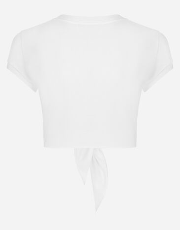 Dolce&Gabbana Jersey T-shirt with DG logo and knot detail White F8U06TFU7EQ