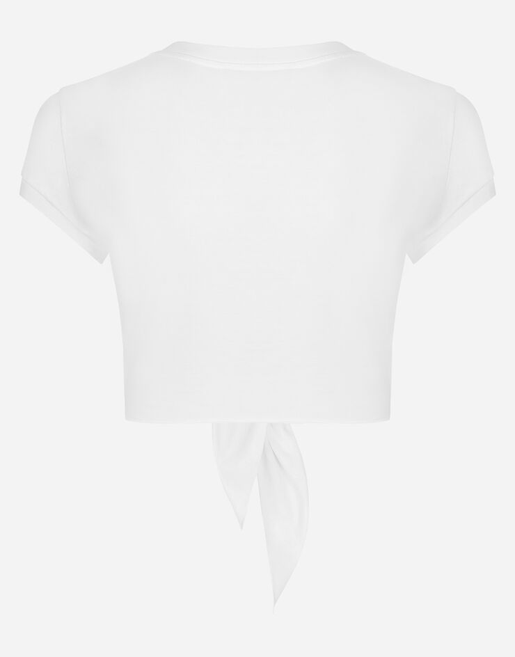Dolce&Gabbana 매듭 디테일 & DG 로고 저지 티셔츠 화이트 F8U06TFU7EQ