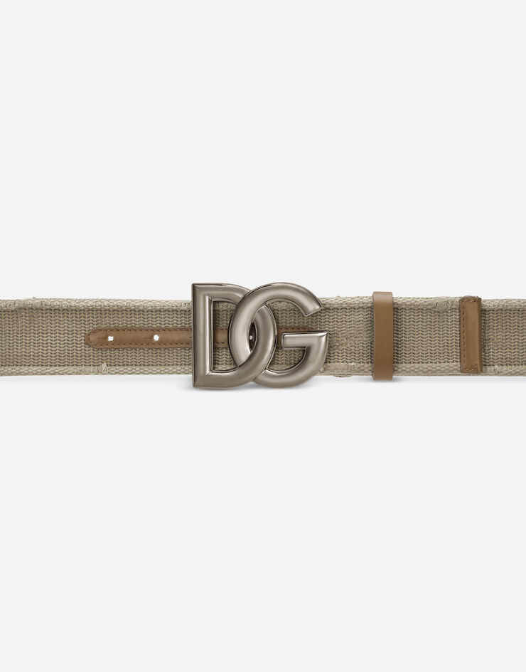Dolce & Gabbana Ремень из текстильной ленты с логотипом DG бежевый BC4646AJ083