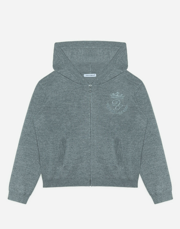 Dolce & Gabbana Hooded wool sweater with heritage embroidery GREY L4KW21JAVUV