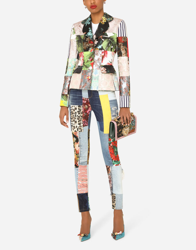 Dolce & Gabbana Single-breasted patchwork jacquard Dolce blazer AZUL F26BOTGDX78