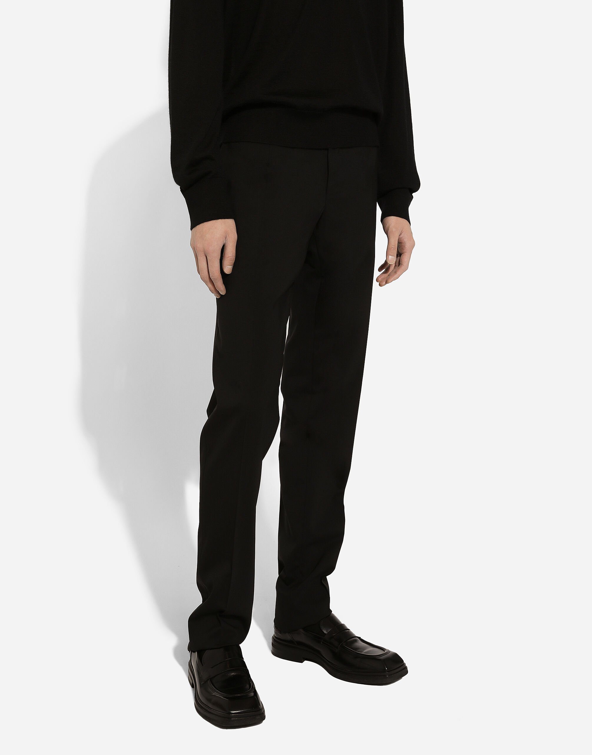 Dolce & Gabbana BLACK WOOL TROUSERS ウール スラックス パンツ Stretch wool straight-leg pants in Black for Men