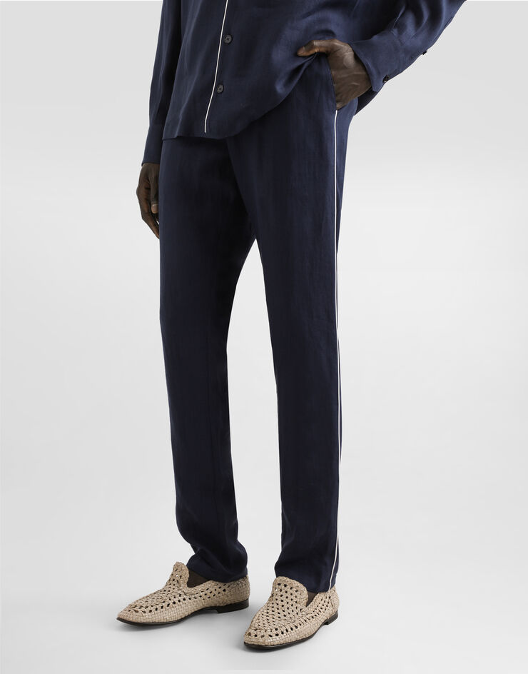Dolce & Gabbana Pantalon de pyjama en lin Bleu GVCRATFU4LG