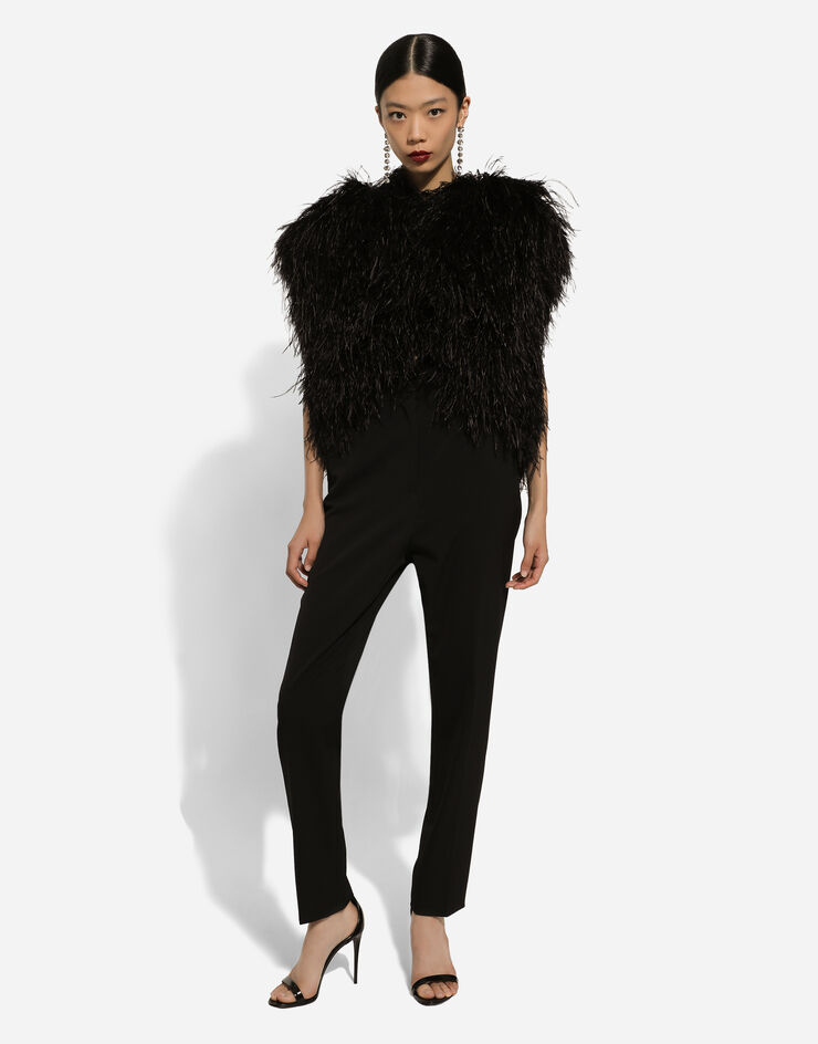 Dolce & Gabbana Ostrich feather bolero jacket Black F26X6FGDBMX