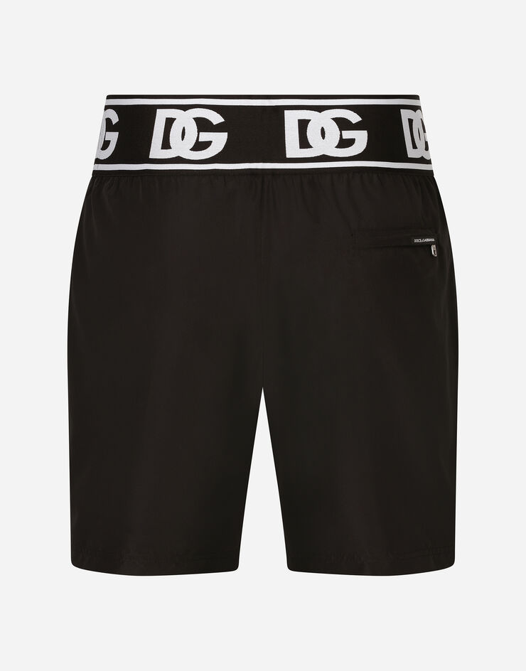 Dolce & Gabbana Mid-length swim trunks with branded elastic Multicolor M4E60TFUSFW