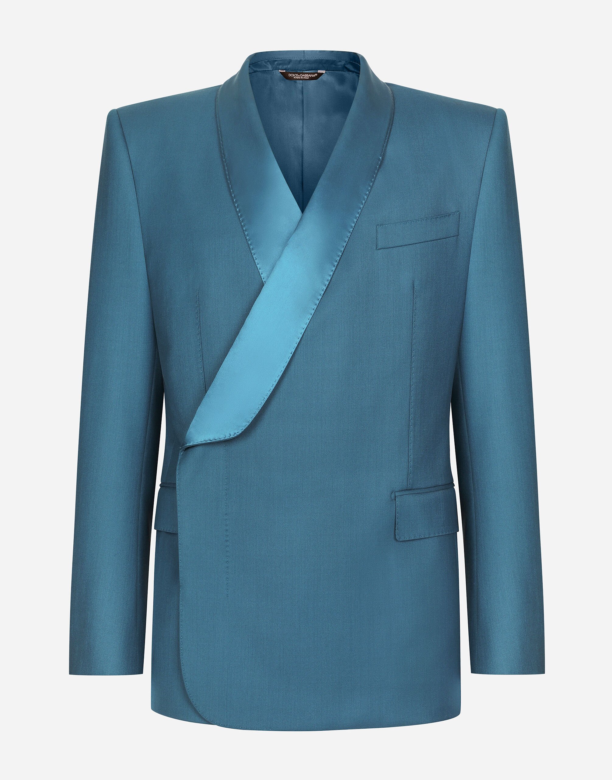Dolce & Gabbana Double-breasted wool Sicilia-fit tuxedo jacket Azure G5JL8TFU1AU