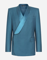 Dolce & Gabbana Double-breasted wool Sicilia-fit tuxedo jacket Blue G9ASWTHUMTI