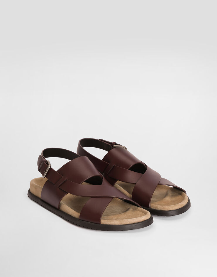 Dolce & Gabbana DG casual calfskin sandals Bordeaux A80568A0118