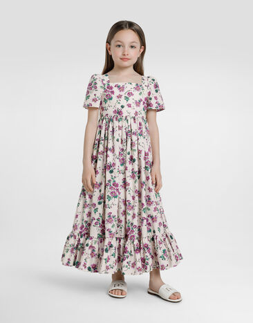 Dolce & Gabbana Vestido de popelina con estampado de violetas Print L53DX2HS5TX