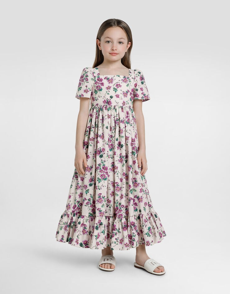 Dolce & Gabbana Poplin dress with violet print Print L53DX2HS5TX