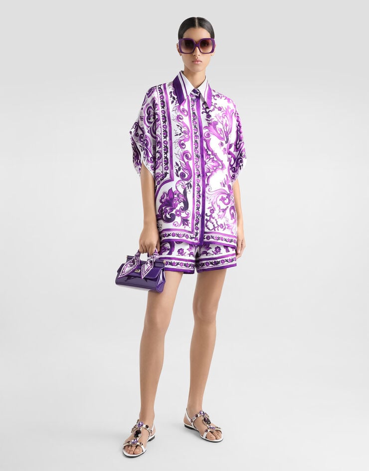 Dolce & Gabbana Majolica-print twill shirt Multicolor F5T52THI1TK