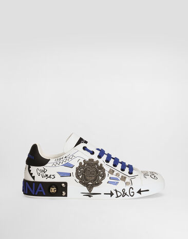 Dolce & Gabbana Calfskin Portofino sneakers with patch Multicolor CS1772AH494