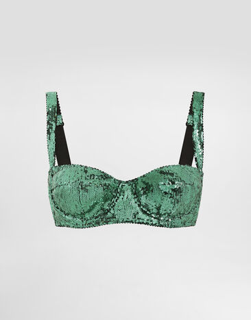 Dolce & Gabbana Balconette bra with micro-sequin embellishment Green O1B36TON05C