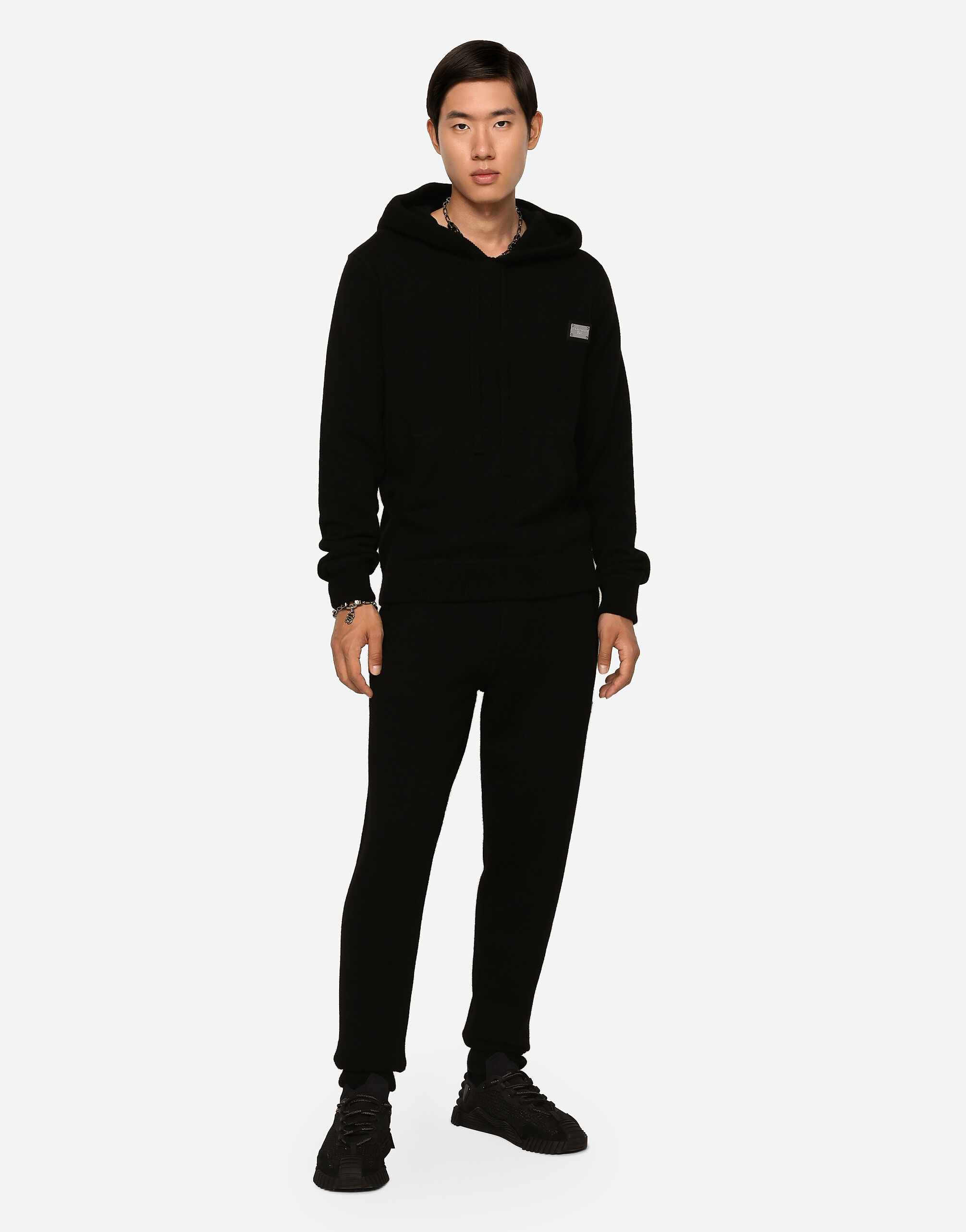 Wool and cashmere knit jogging pants in Black for Men | Dolce&Gabbana® US