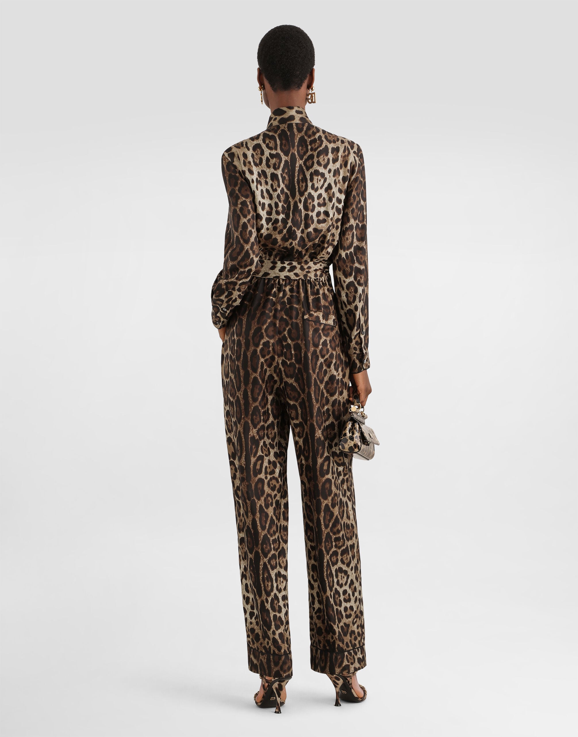 leo-print silk twill jumpsuit in for Women | Dolce&Gabbana® US