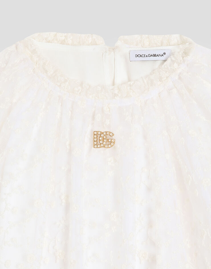 Dolce & Gabbana Kleid aus besticktem Tüll Mehrfarbig L53DO7FGMGE