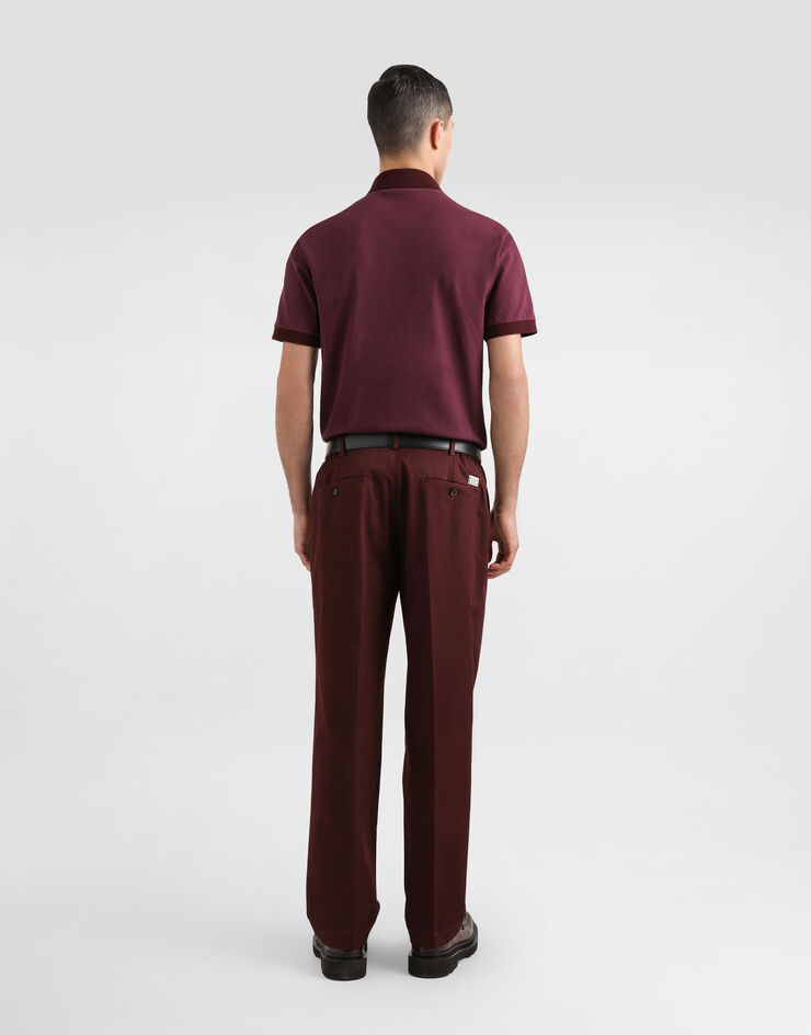 Dolce & Gabbana Polo de algodón con placa con logotipo Burdeos G8SN1TFU7EN