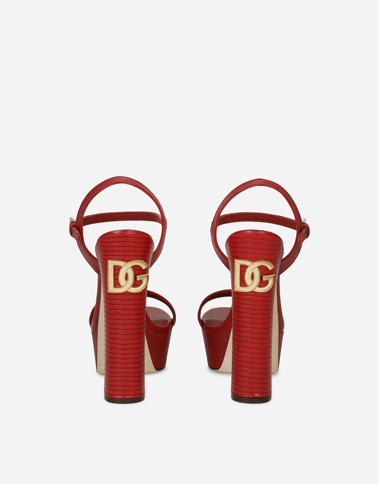 Dolce&Gabbana 카프스킨 플랫폼 샌들 레드 CR1340AS818