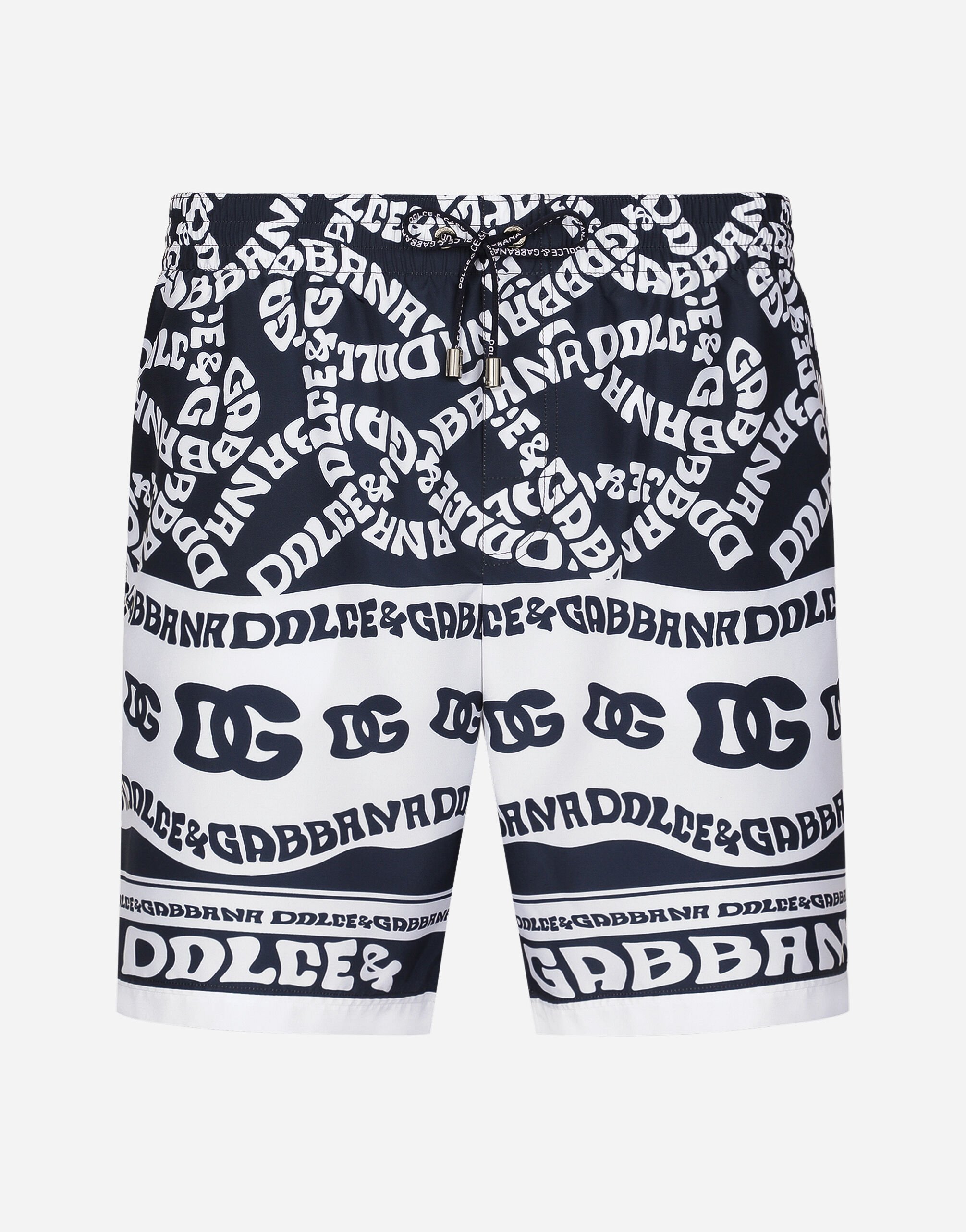 Dolce & Gabbana Mid-length swim trunks with Marina print Print M4A13TISMF5