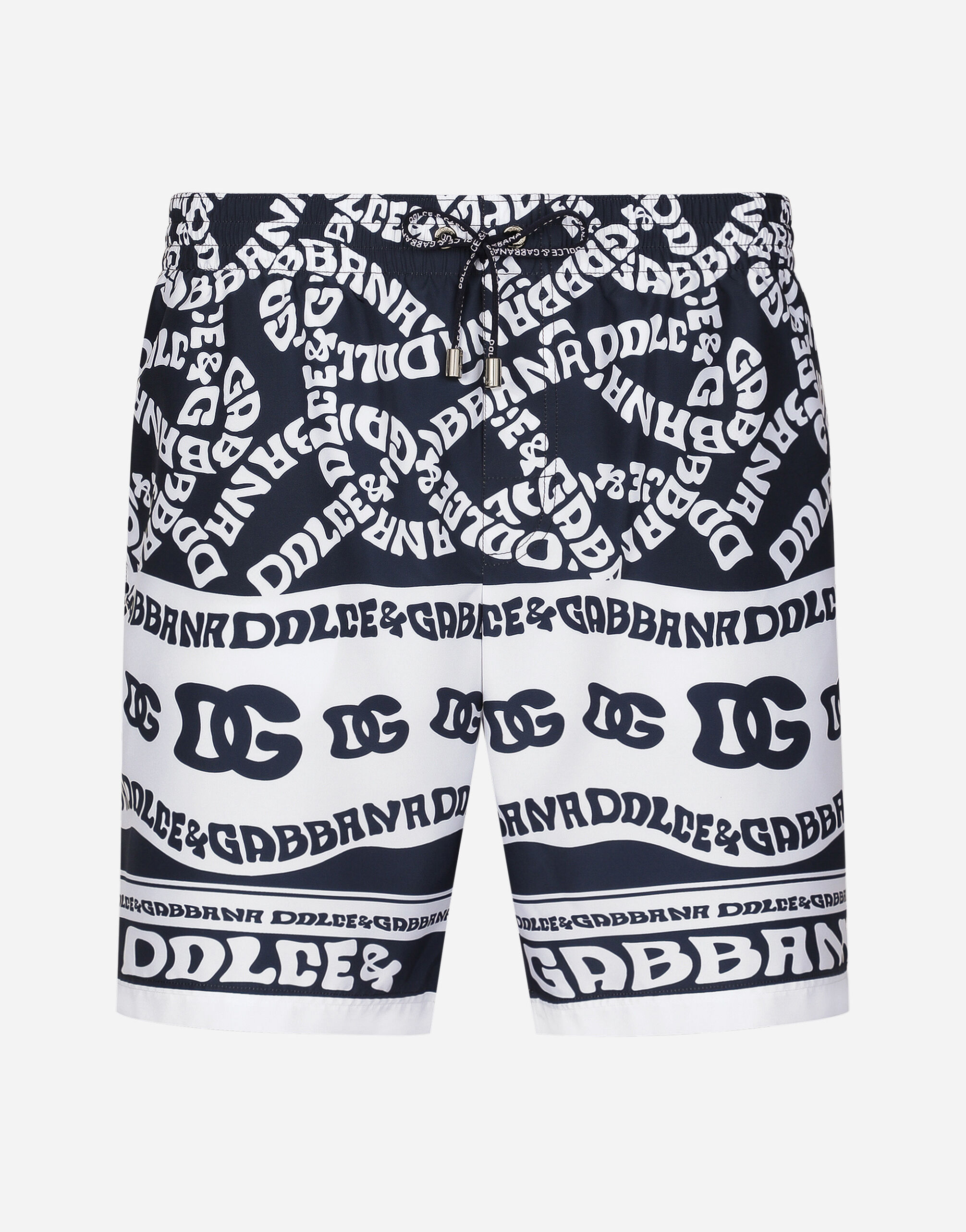 Dolce & Gabbana Mid-length swim trunks with Marina print Multicolor M4A06TISMGJ