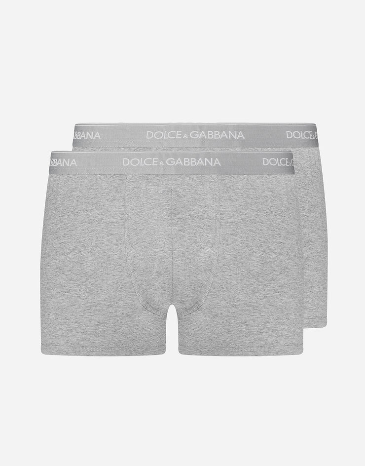 Dolce & Gabbana Pack de deux boxers classiques en coton stretch Gris M9C07JONN95