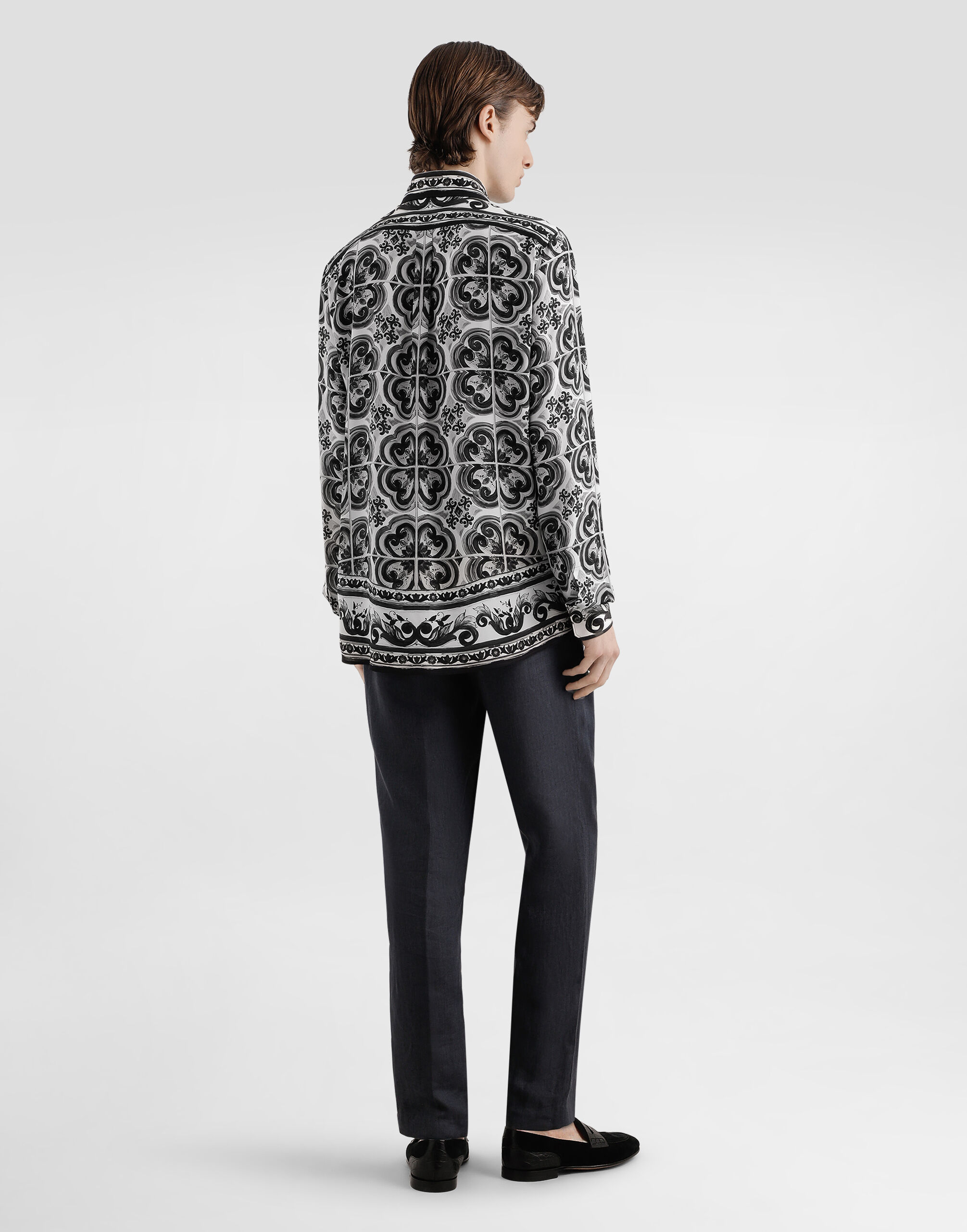 majolica-print crêpe martini shirt in Multicolor for Men