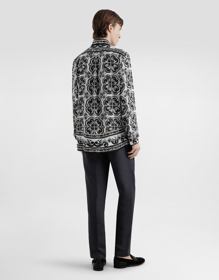Dolce & Gabbana majolica-print crêpe martini shirt Multicolor G5MM4THI1Y5