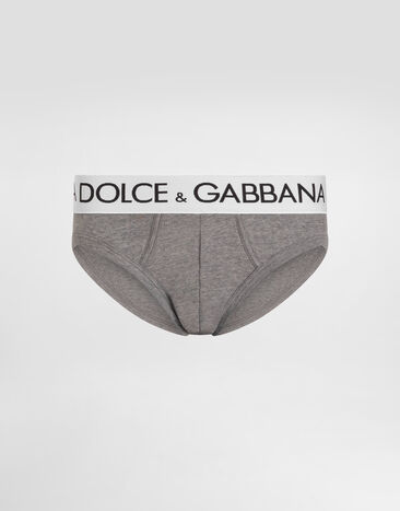 Dolce & Gabbana Slip mi-long en coton bi-stretch Gris M3D03JOUAIG