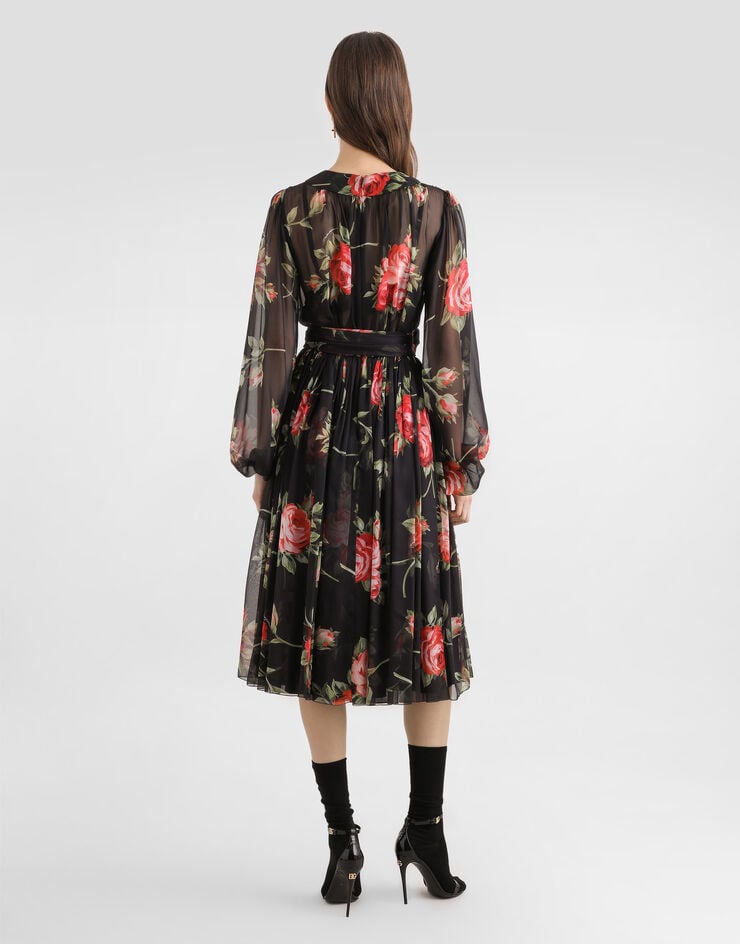 Dolce & Gabbana Rose bouquet-print chiffon dress Multicolor F6CNUTIS11F