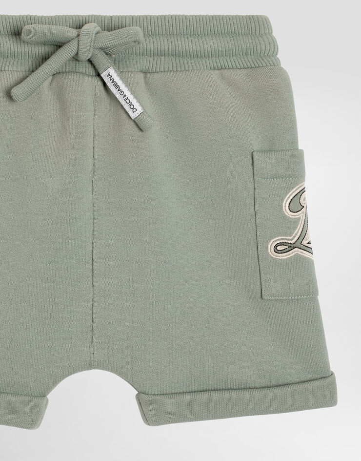 Dolce & Gabbana Fleece bermuda shorts with DG embroidery Green L1JQXCG7PRP