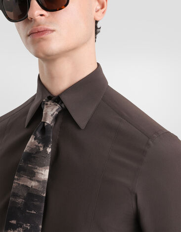 Dolce & Gabbana Martini crêpe de chine shirt Brown G5LV4TGK522