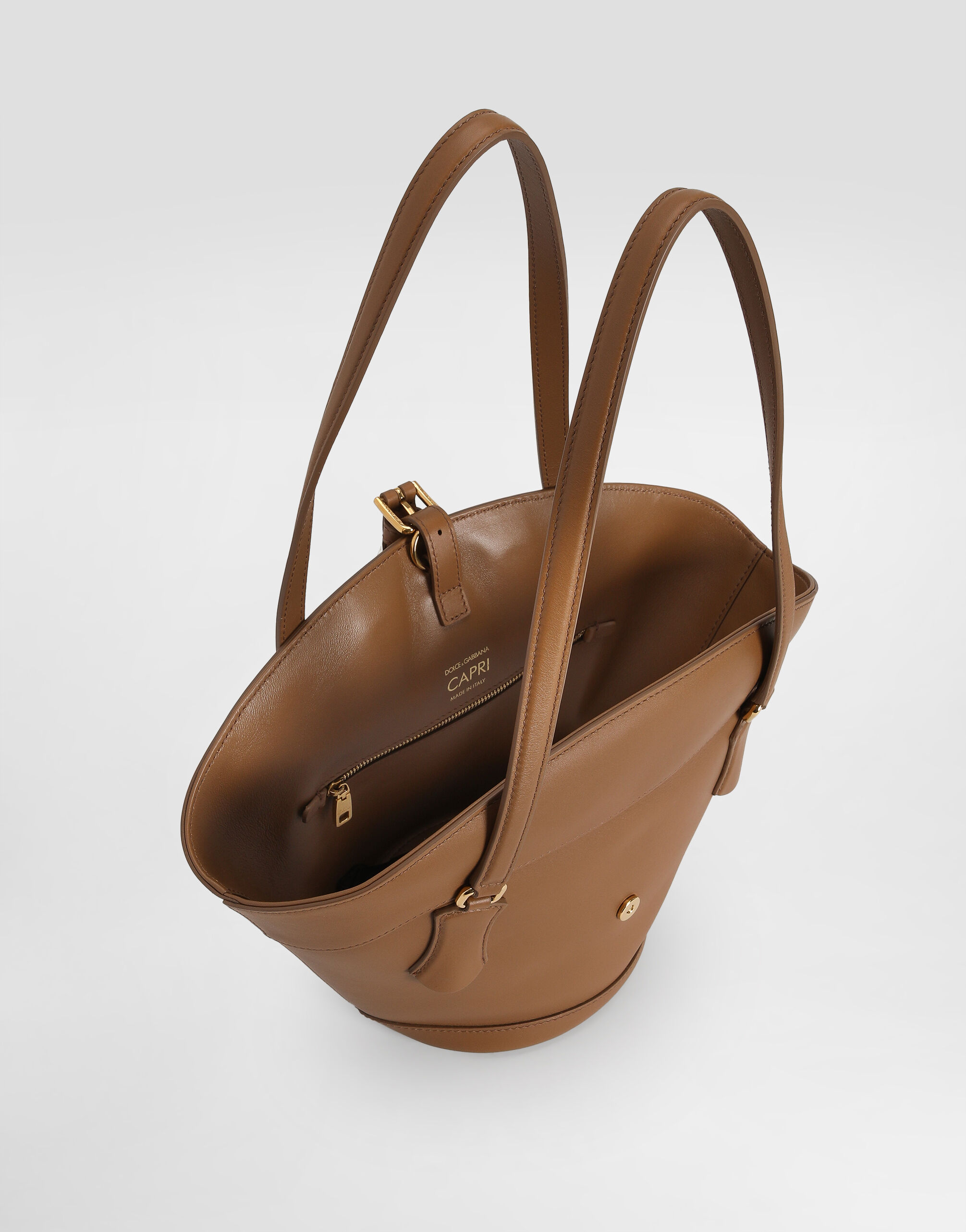 ブラウンのウィメンズ CAPRI カーフスキン コッファバッグ