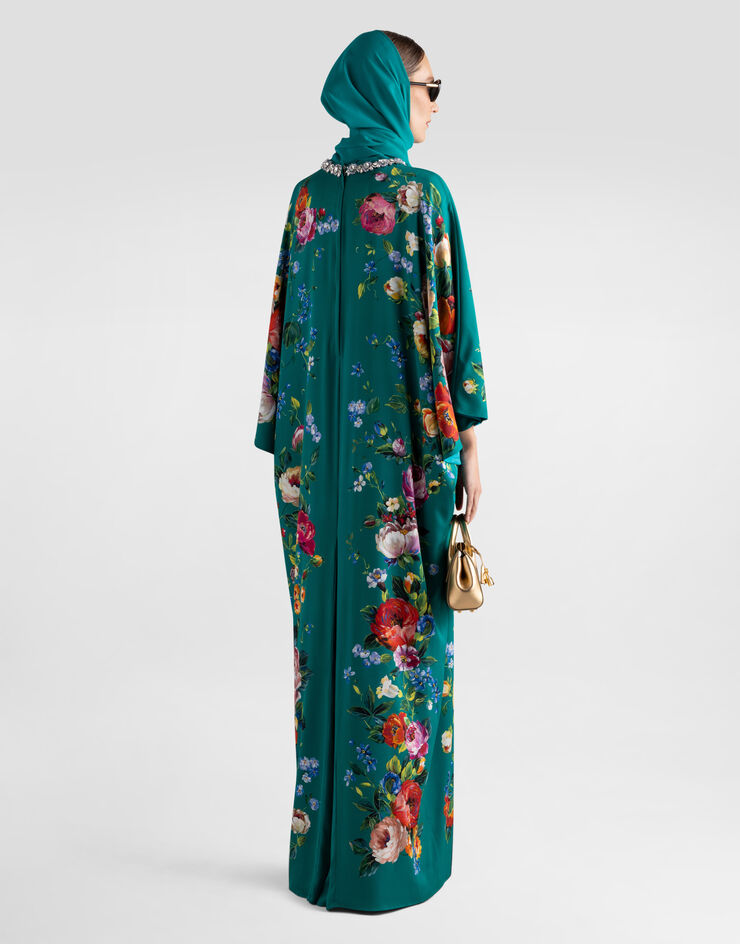 Dolce & Gabbana Rose-print charmeuse kaftan Multicolor I6AA8ZHPAFK
