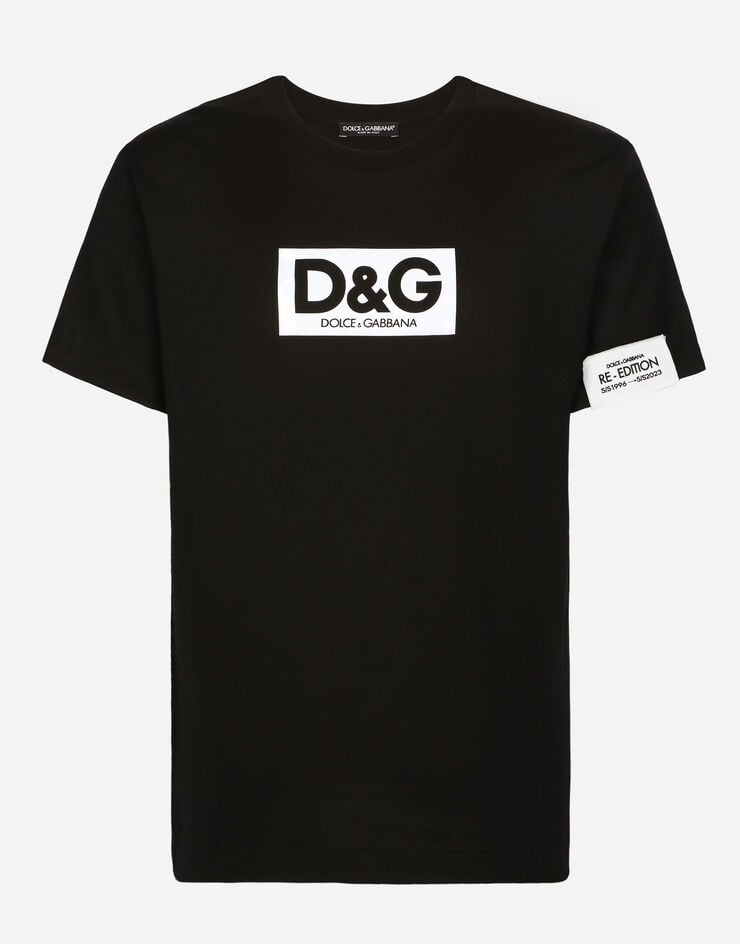 Dolce & Gabbana Camiseta de cuello redondo de algodón con parche Negro G8QI4TFU7EQ