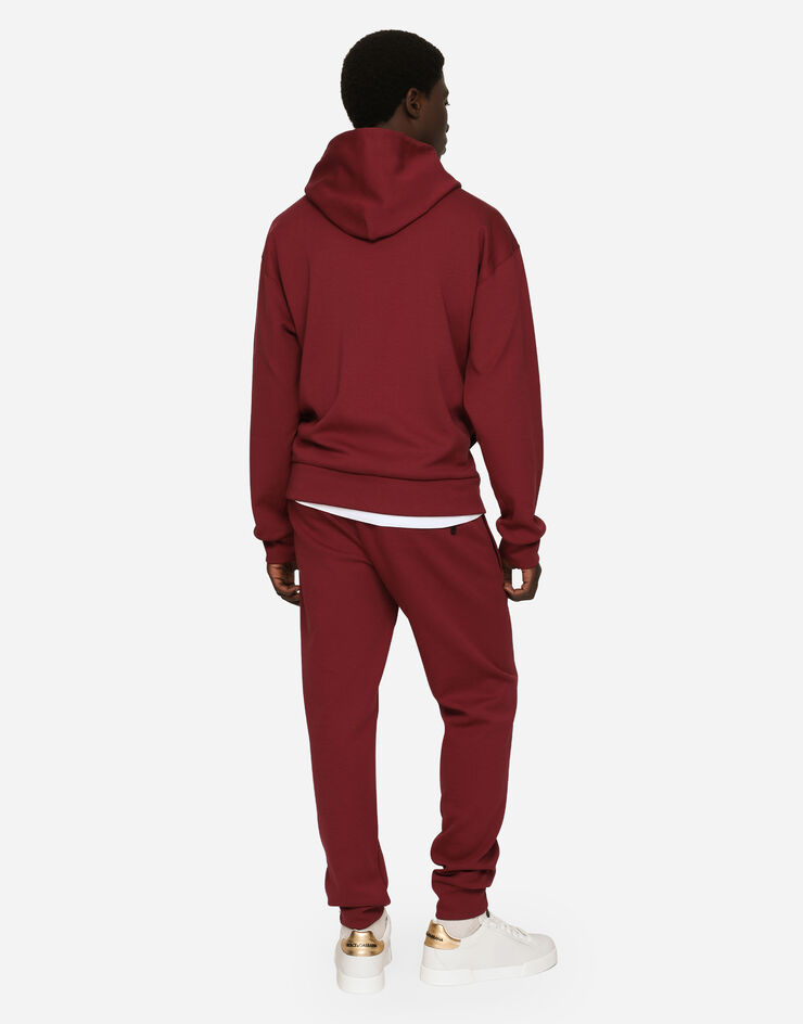 Dolce&Gabbana Cotton jersey hoodie with embroidery Bordeaux G9ACJZHU7H9
