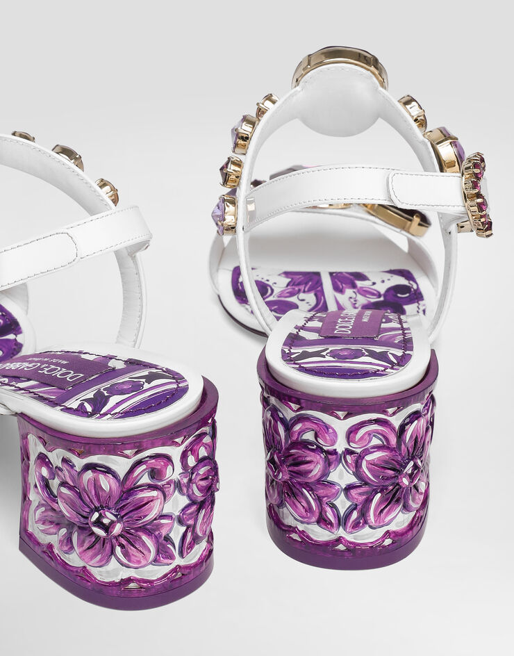 Dolce & Gabbana Patent leather sandal with jewel embroidery Multicolor CR1733AT848