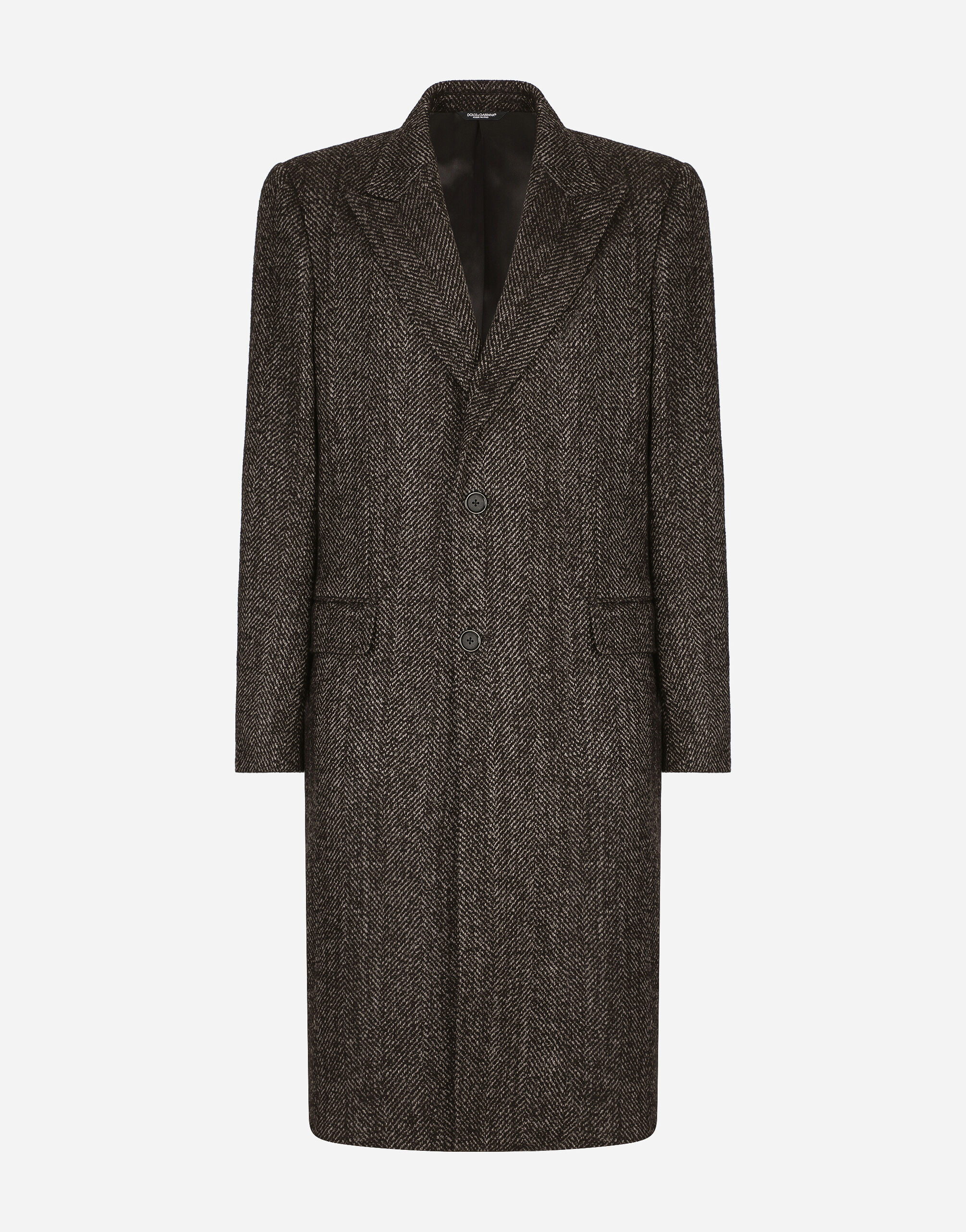 Dolce&Gabbana Single-breasted herringbone alpaca wool coat Multicolor G9YF6TGG711