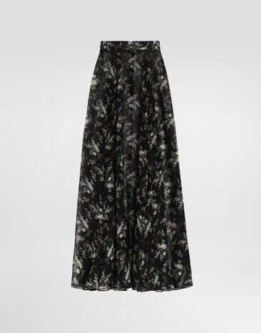 Dolce & Gabbana Chiffon skirt with rose and small flower print Multicolor F4DBFTIS12V