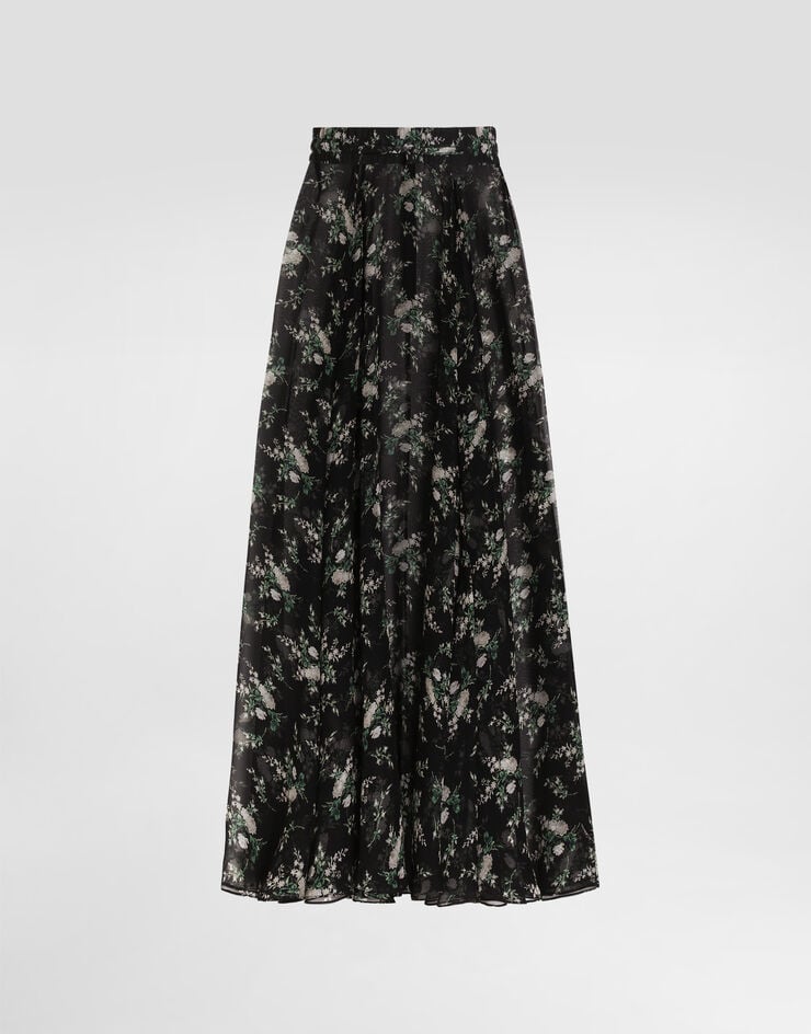 Dolce & Gabbana Chiffon skirt with rose and small flower print Multicolor F4DBFTIS12V