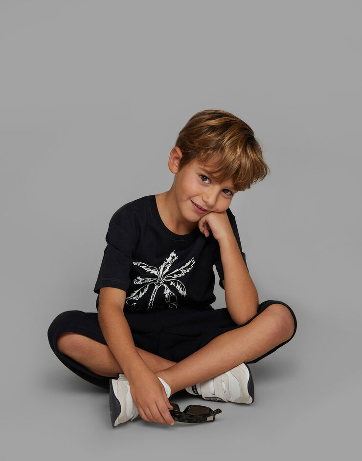 Dolce & Gabbana Bedrucktes T-Shirt aus Jersey Schwarz L4JTEYG7K8Z