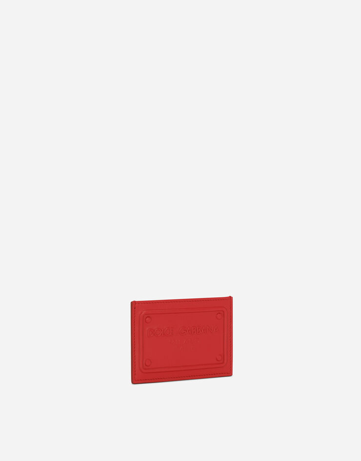 Dolce & Gabbana Portacarte in pelle di vitello con logo in rilievo Rosso BP3239AG218
