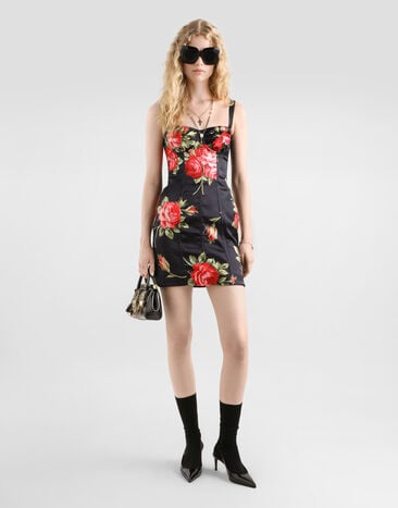 Dolce & Gabbana Rose bouquet-print satin dress Multicolor F6CLMTFSICD